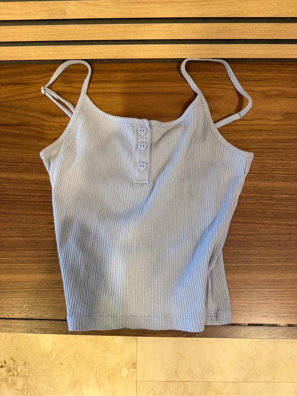 Forever 21 Light Blue Ribbed Button Cami Tank